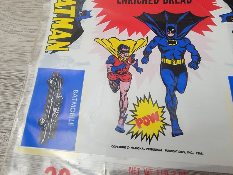 1966 Lot of 2 Batman and Robin White Enriched Bread UNUSED Plastic Bag ...