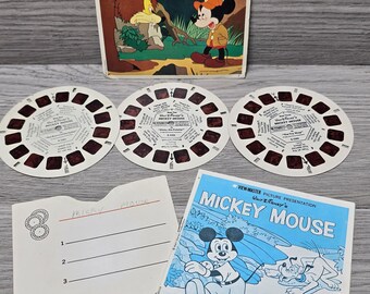 1958 View-Master Walt Disney Mickey Mouse 3 Reel Packet Booklet B 528 Sawyer