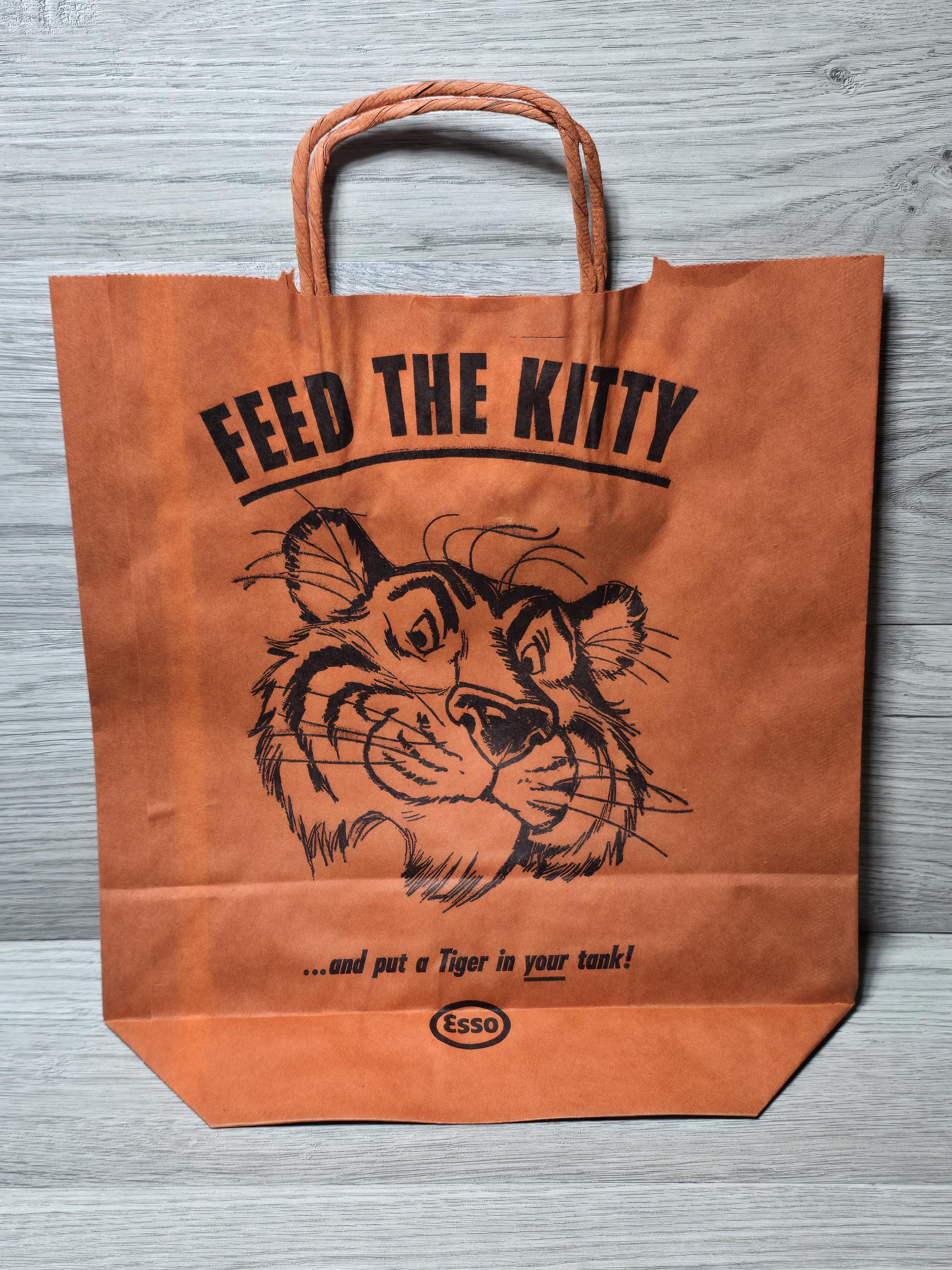 Vintage ESSO Tiger Feed the Kitty Halloween Bag With Handles Old