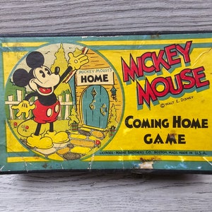1933 RARE Mickey Mouse Coming Home Game Marks Brothers EMPTY BOX