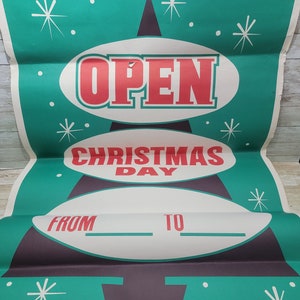 Cartel navideño de la década de 1950 con diseño de estrella de 40 x 28 pulgadas.