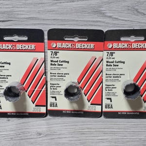 NOS Lot of Three (3) Black & Decker 7/8" Wood Cutting Hole Saws NEW Old Stock