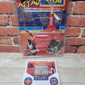 1993 Shaq Attack Monster Jam Tiger Electronics handhållet basketspel WORKS