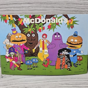 McDonalds Ronald McDonald Grimace Fry Guys Hamburglar-promotiekaart 1978