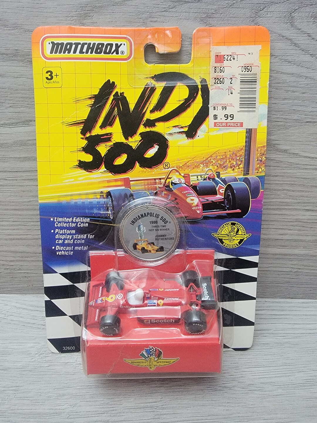 1992 Matchbox Indy 500 Superfast #9 Racer + Johnny Rutherford Coin ...