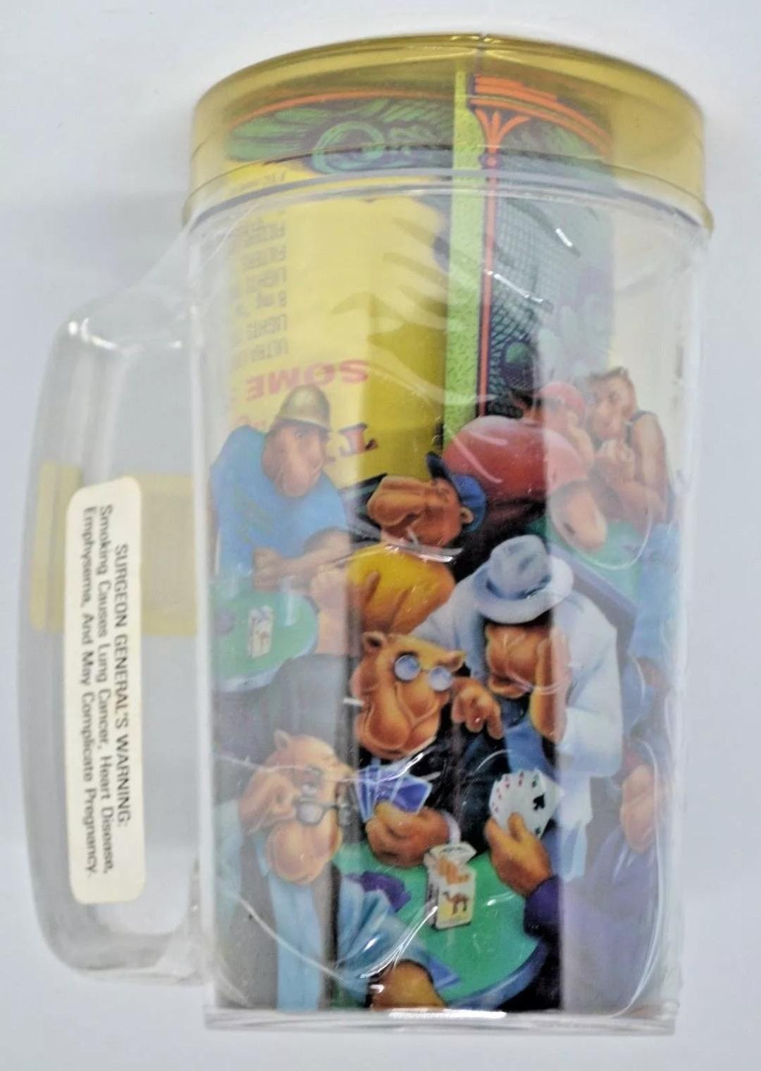 1991 SEALED Joe Cool Camel Playing Poker Plastic Advertising Mug Camel