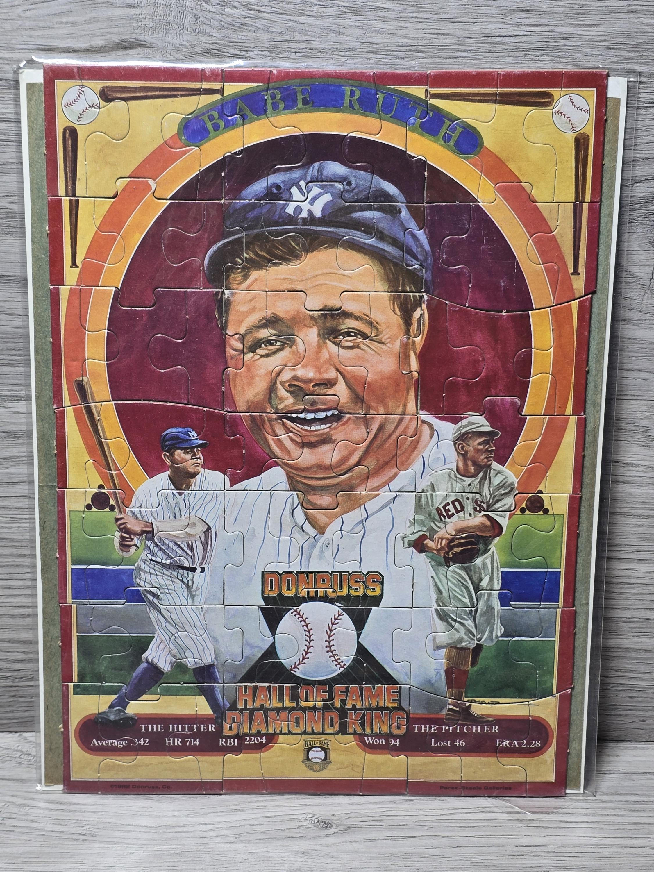 1982 Donruss Yankees Babe Ruth Ruth HOF Diamond King Puzzle 8x10