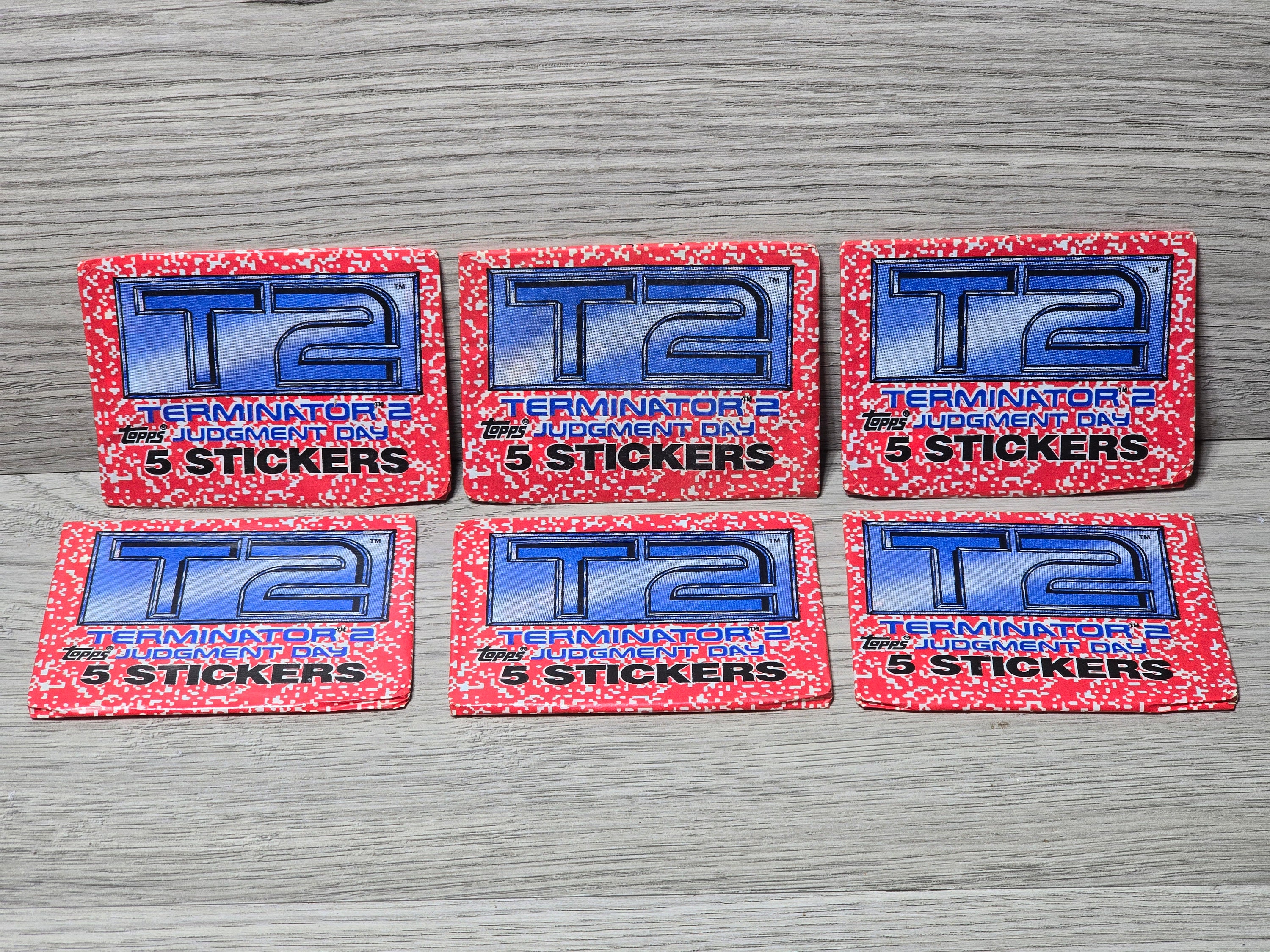 Terminator 2 Sticker Cards 1991 Terminator 2 Judgment Day Stickers Trading Cards SIX Unopened ...