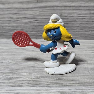1981 Smurf Smurfette Tennis Player Peyo Schleich The Smurfs 2&quot; PVC Figure