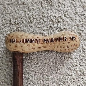 1976 Jimmy Carter per la campagna presidenziale, bastone da passeggio con impugnatura in metallo a forma di arachide