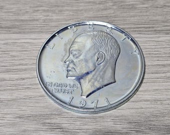 Large 3" Novelty Medal Coin Coaster Paperweight 1971 Eisenhower Dollar Eagle