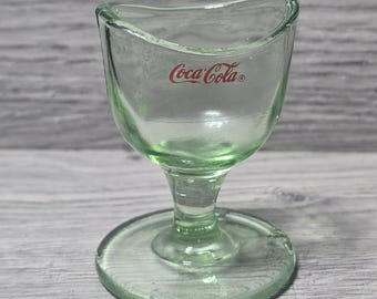 Antikgrön Depression Coca-Cola ögonsköljkopp SCARCE Coke samlarobjekt