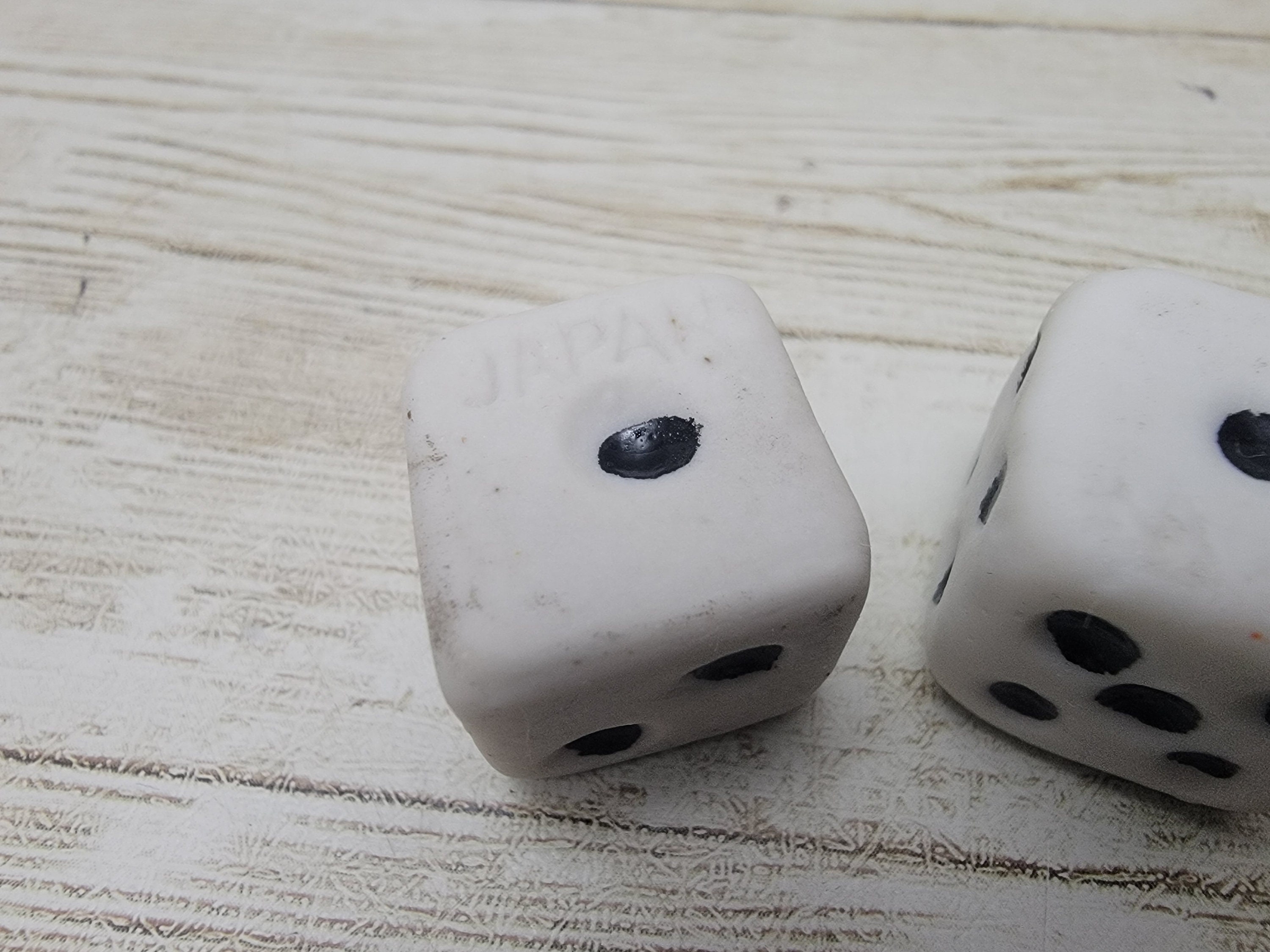 Antique Primitive Set of Hand Crafted Porcelain Dice Made in Antique Primitive Set of Hand Crafted Porcelain Dice Made in