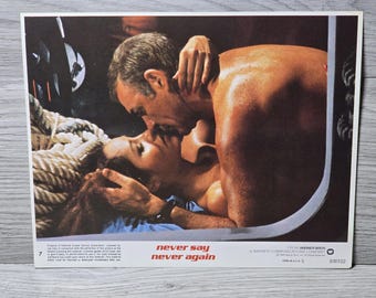 Cartel de vestíbulo antiguo Nunca digas nunca jamás James Bond Sean Connery Barbara Carrera