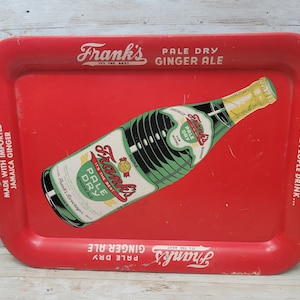 1940s Franks Pale Dry Ginger Ale Soda Advertising Metal Tin Tray