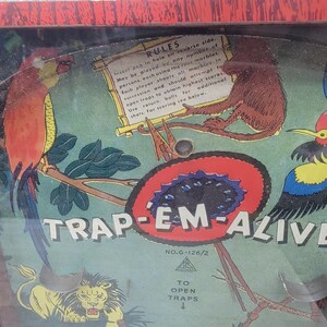 1936 Gotham Pressed Steel Trap-Em-Alive Tisch Top Flipper Spiel mit Original Box Bild 5