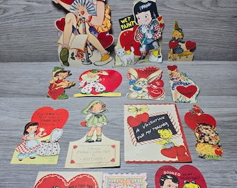 Vintage Valentines Day Card Lot of 14 Some Mechanical