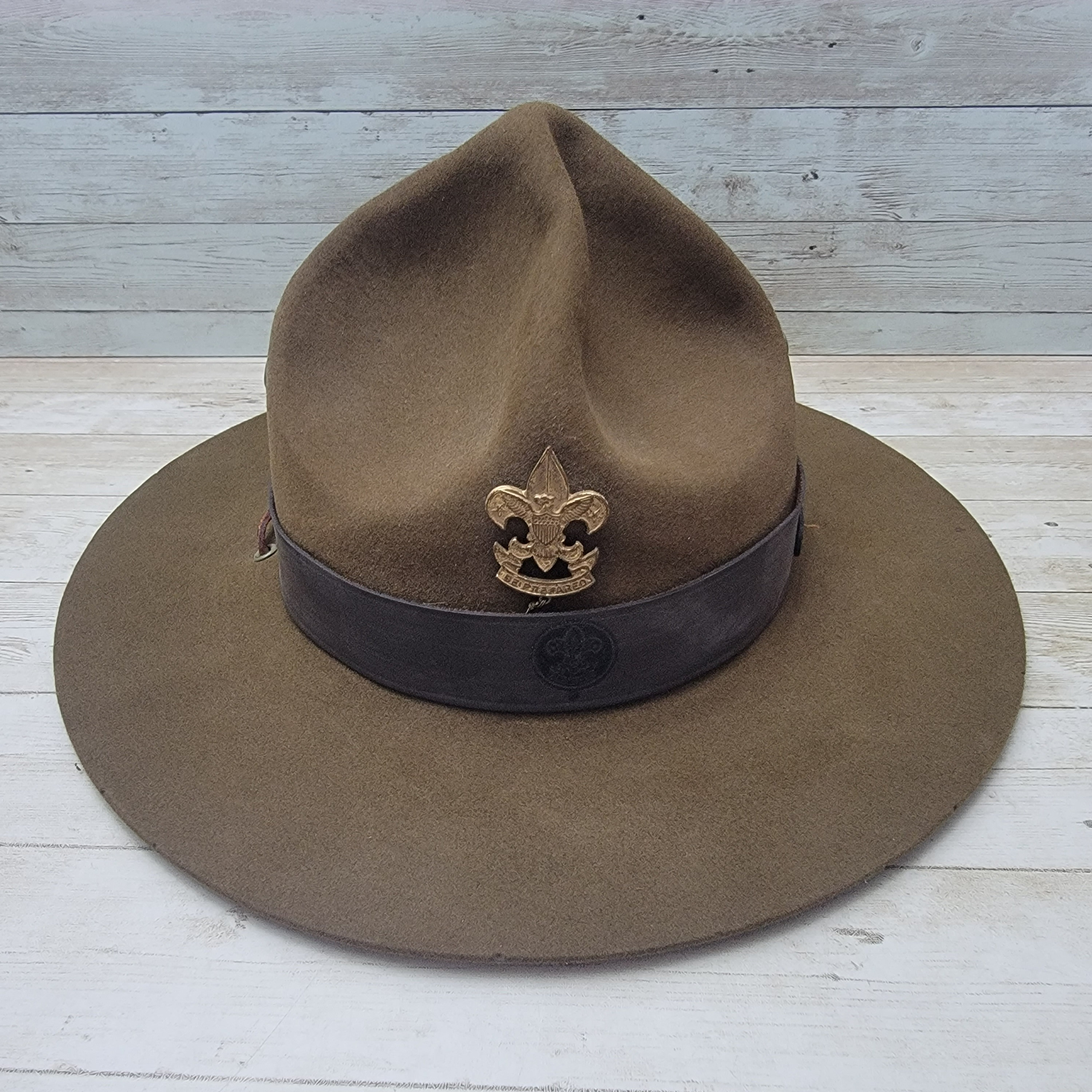1940s Stetson 7 3/8 Long Oval Boy Scout Master Hat BSA Boy Scouts
