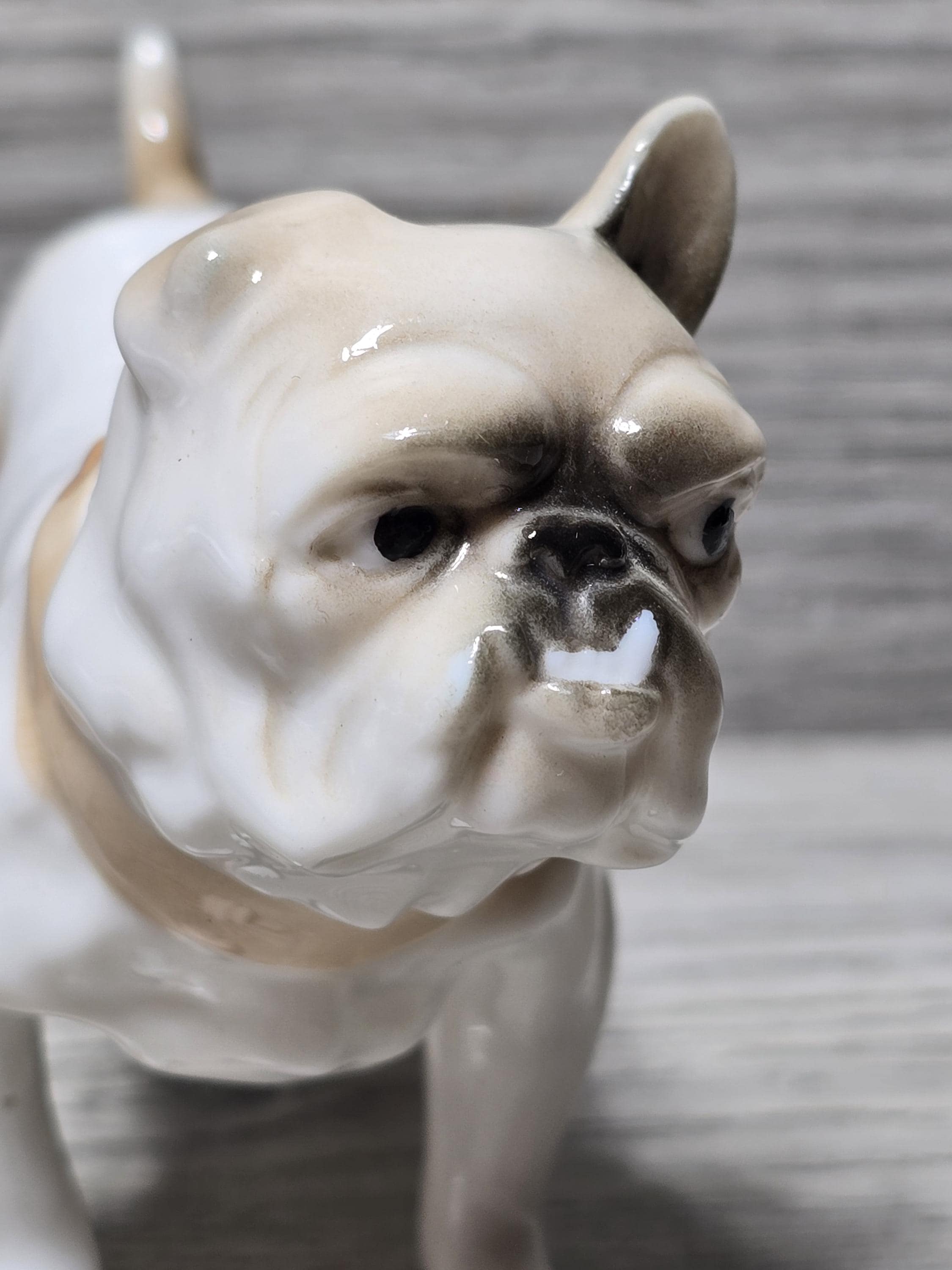 1960s Vintage Porcelain Bulldog Comical Figurine Side Eye