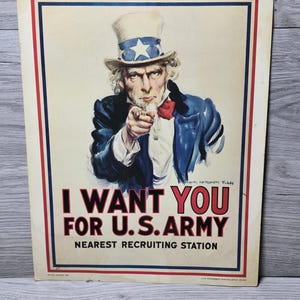 1983 Original I Want You for US Army Military Poster Uncle Sam Recruiting 14&quot;x11&quot;