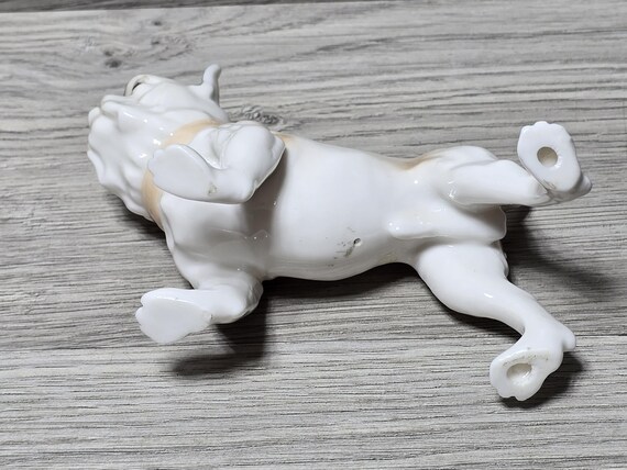 1960s Vintage Porcelain Bulldog Comical Figurine Side Eye