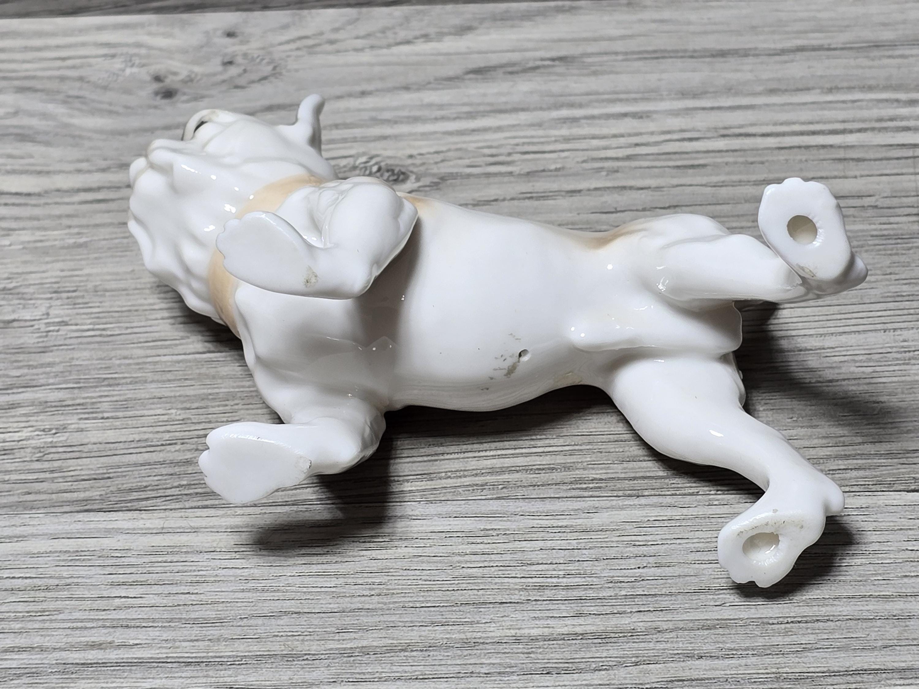 1960s Vintage Porcelain Bulldog Comical Figurine Side Eye