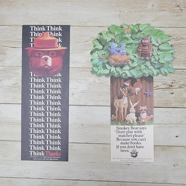 1970s Smokey Bear Paper Advertising Bookmark NOS Lot of 2