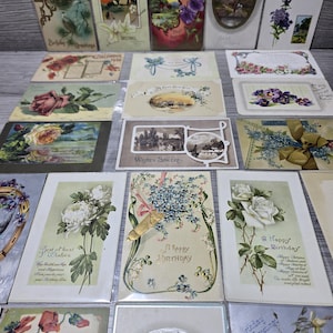 Lote de 24 postales navideñas de la década de 1900: sellos de 1 centavo, cumpleaños, año nuevo, etc.