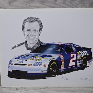 1998 Nascar Rusty Wallace 8&quot;x10&quot; Limited Edition Lithograph Signed By Artist