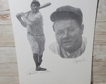 Babe Ruth & Lou Gehrig baseball vintage années 1900 impression sur
