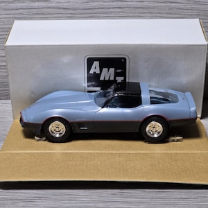 1982 NOS Ertl Chevrolet Corvette - Silver Blue/Dark Blue - Dealer Promo Chevy Plastic Model