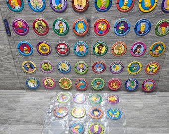 1994 Complete Set The Simpsons SkyCaps SkyBox Pog 50 Pogs in Sleeves VG+