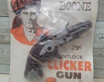 1950 RARO Daniel Boone Palmer Plásticos Flintlock Clicker