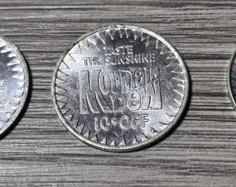 Moneda de aluminio de 10 centavos Mountain Dew Soda Taste The Sunshine de 1980