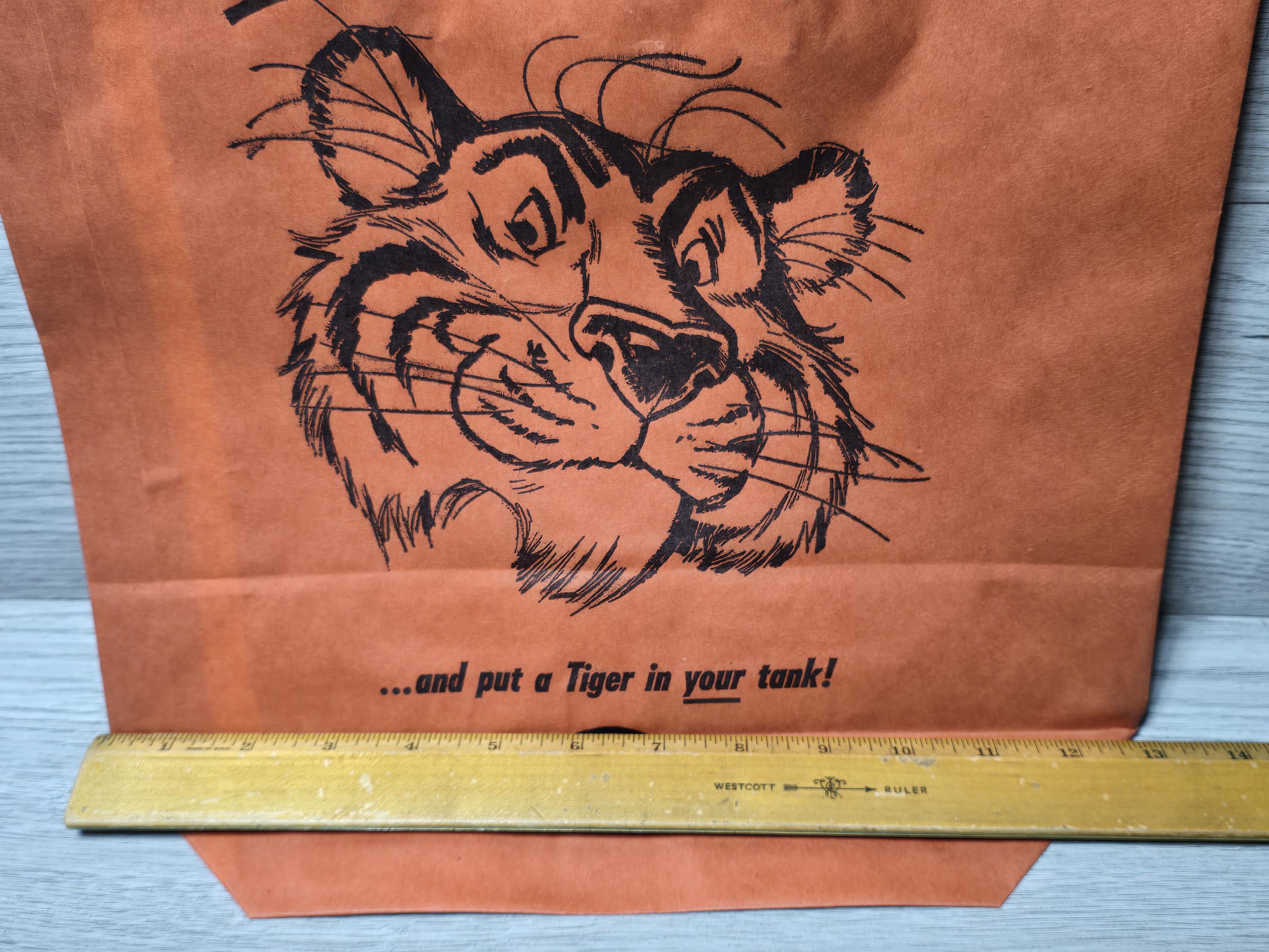 Vintage ESSO Tiger Feed the Kitty Halloween Bag With Handles Old