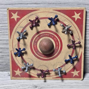 1935 Copyright Gray Iron Casting Co Mt Joy PA Jacks-speelgoed op originele kaart
