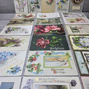 Lote de 23 postales navideñas de la década de 1900: sellos de 1 centavo, Navidad, cumpleaños, etc.