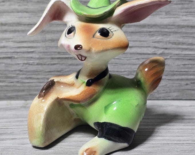 Kitsch Shiny Rabbit 1950s Anthropomorphic Kitsch Bunny Rabbit Luggage 3
