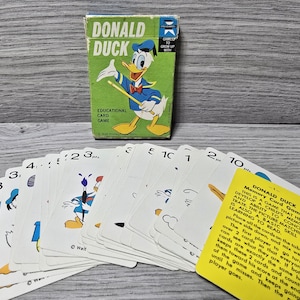 Juego de cartas educativo del Pato Donald de Walt Disney de 1968