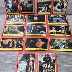 Lote de 15 cartas de Topps Star Wars Return of the Jedi 1983