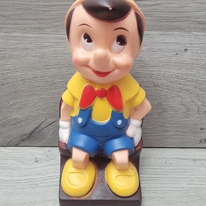 1970s Walt Disney Productions Pinocchio Hard Plastic Bank