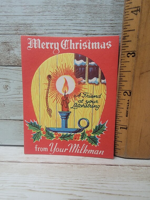 1950s Merry Christmas Card From Your Milkman Doorknob Hanger 3