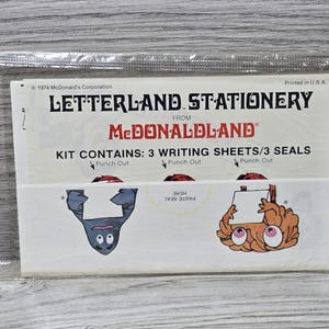 1974 SEALED McDonalds Letterland Stationery Sheets McDonaldland Kit