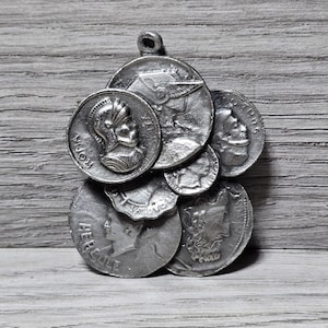 Vintage Swank Brutalist Coin Pendant Charm Jewelry