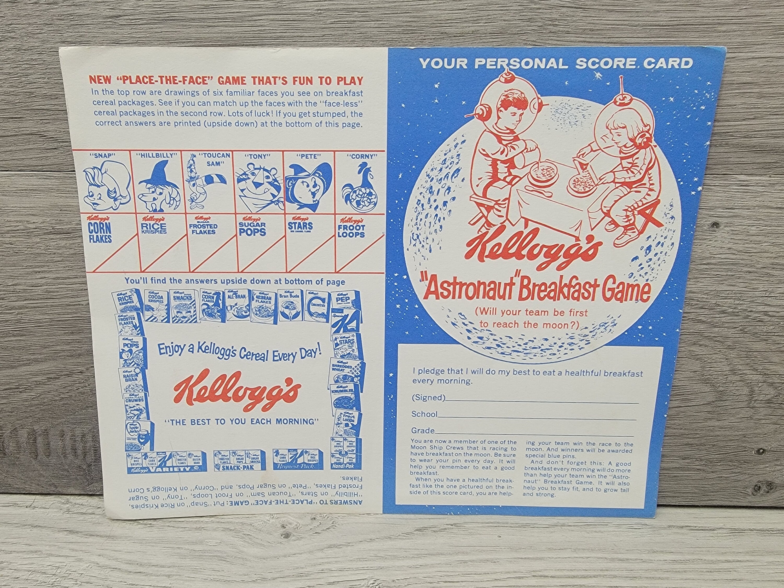 1960s Kellogg's Astronaut NASA Promotional Breakfast Game Sheet
