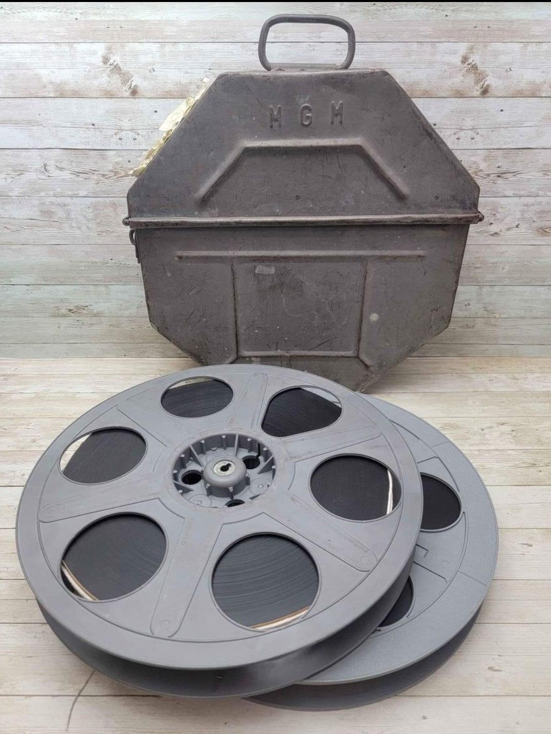 Vintage MGM 35mm Movie Theater Film Reel Case Industrial Art De
