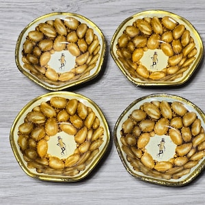 1950er Jahre Planters Mr. Peanut Metall Snack Nuss Schüssel klein 3 Zoll Lot von 4