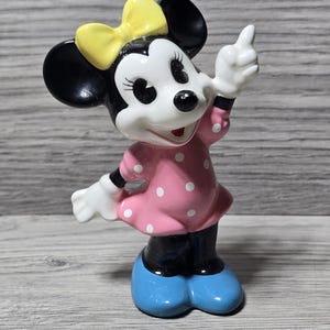 1970s Vintage Walt Disney Productions Japan Ceramic Minnie Mouse Figurine Mickey