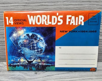 1964 New York World's Fair 14 Official Views Postcard Mailer