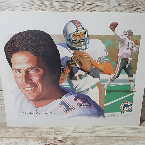 1997 Dan Marino Miami Dolphins 8"x10" Limited Edition Numbered Lithograph Signed By Artist